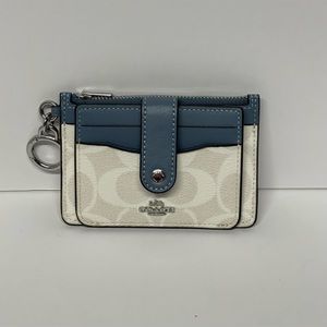 Coach White/Blue Monogram Card Case NWOT